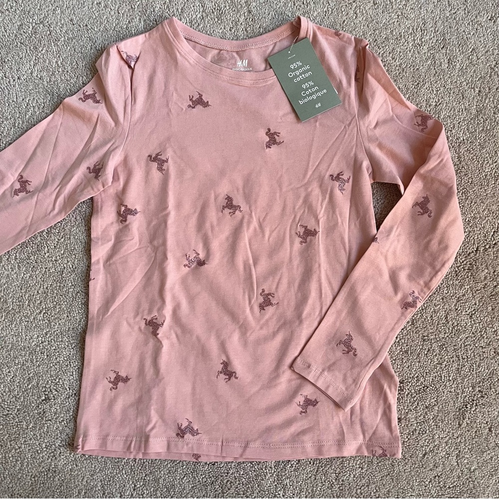 NWT H&M Girls Unicorn Shirt 8-10 years